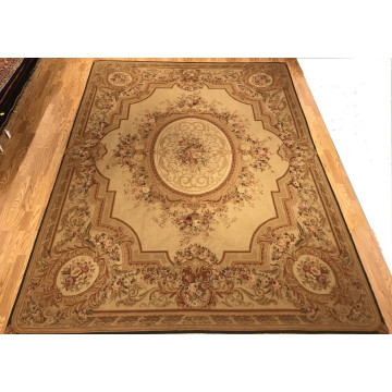 9 x 12 Antique Wash Hand woven French Aubusson Needle point 100% wool Area rug 417849 Montaage Inc. image 1