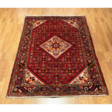 5.2 x 7.5 ft  Vintage Tribal Geometric Red 100% Wool Vegetable Dye Rug 418035 Montaage Inc. image 4