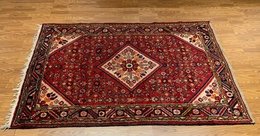 5.2 x 7.5 ft  Vintage Tribal Geometric Red 100% Wool Vegetable Dye Rug 418035 Montaage Inc. image 3