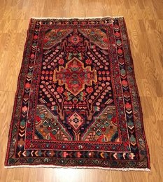 4.5 x 6.6 Vintage Tribal Geometric Navy 100% Wool Vegetable Dye Rug 418058 Montaage Inc. image 2