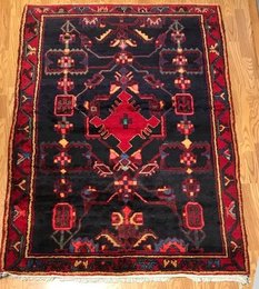4.8 x 7.4 Vintage Tribal Geometric Red 100% Wool Vegetable Dye 418155 Montaage Inc. image 1