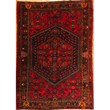 4.3 x 6.11 ft Vintage Tribal Geometric 100% Wool Hand Knotted Vegetable Dye Rug 418176 Montaage Inc. image 1