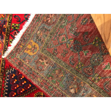 4.3 x 6.11 ft Vintage Tribal Geometric 100% Wool Hand Knotted Vegetable Dye Rug 418176 Montaage Inc. image 3