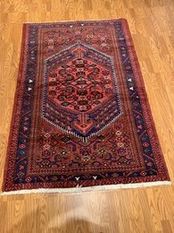 4.9 X 6.11  Vintage Tribal Antique Red Hand Knotted 100% Wool Vegetable Dye Rug 418179 Montaage Inc. image 1