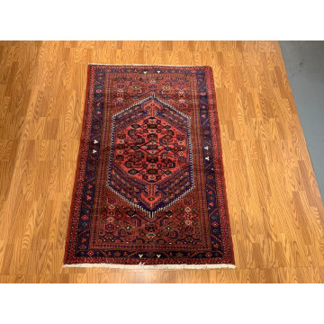 4.9 X 6.11  Vintage Tribal Antique Red Hand Knotted 100% Wool Vegetable Dye Rug 418179 Montaage Inc. image 4