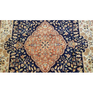 7 x 10 Top Quality Vegetable Dye Navy & Gold Tabatabaei Hand Knotted Wool Rug 418980 Montaage Inc. image 4