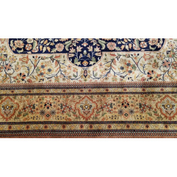 7 x 10 Top Quality Vegetable Dye Navy & Gold Tabatabaei Hand Knotted Wool Rug 418980 Montaage Inc. image 7