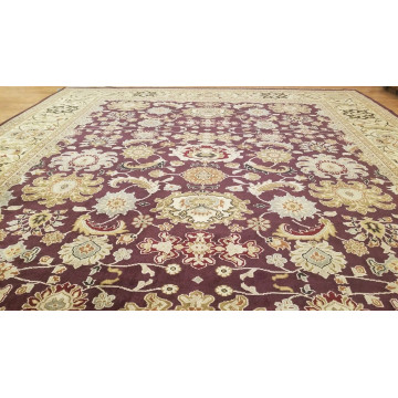 9 x 12 Eggplant Indo Agra All-Over Wool Hand-Knotted Oriental Rug 420081 Montaage Inc. image 5