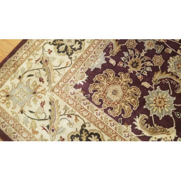 9 x 12 Eggplant Indo Agra All-Over Wool Hand-Knotted Oriental Rug 420081 Montaage Inc. image 7