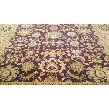9 x 12 Eggplant Indo Agra All-Over Wool Hand-Knotted Oriental Rug 420081 Montaage Inc. image 3