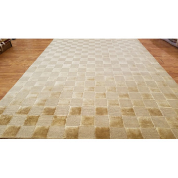 6 x 9 Gold Modern Checked Handmade Nepal rug