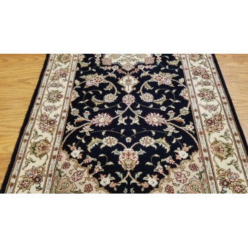 2.6 x 6 Navy & Ivory Design Wool & Silk Hand Knotted Area rug 420559 Montaage Inc. image 2
