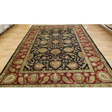 6 x 9 Black Indo Agra Hand Knotted hand Span wool fine Quality rug