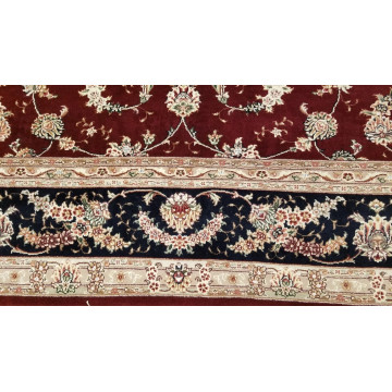 8 x 10 Fine Quality Sino Burgundy Wool & Silk Hand Knottedl Rug
