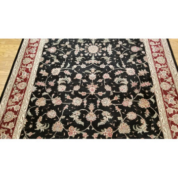 6 x 9 Very Fine Black & Red Wool & Silk Hand Knotted Oriental  Area rug 421432 Montaage Inc. image 2