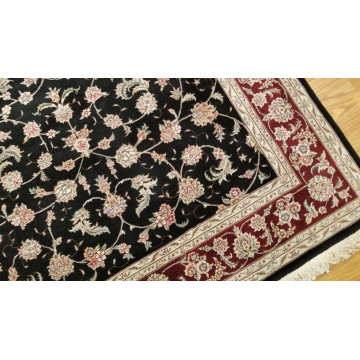 6 x 9 Very Fine Black & Red Wool & Silk Hand Knotted Oriental  Area rug 421432 Montaage Inc. image 4