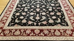 6 x 9 Very Fine Black & Red Wool & Silk Hand Knotted Oriental  Area rug 421432 Montaage Inc. image 2