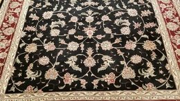 6 x 9 Very Fine Black & Red Wool & Silk Hand Knotted Oriental  Area rug 421432 Montaage Inc. image 3
