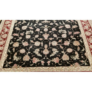 6 x 9 Very Fine Black & Red Wool & Silk Hand Knotted Oriental  Area rug 421432 Montaage Inc. image 3