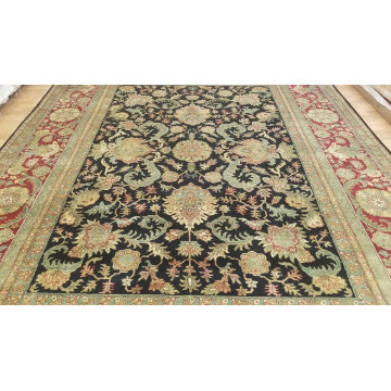 9 x 12 Black & Red Indo Agra All-Over Wool Hand-Knotted Oriental Rug 422059 Montaage Inc. image 5