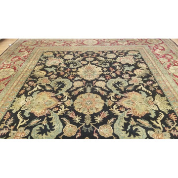 9 x 12 Black & Red Indo Agra All-Over Wool Hand-Knotted Oriental Rug 422059 Montaage Inc. image 6