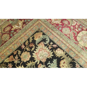 9 x 12 Black & Red Indo Agra All-Over Wool Hand-Knotted Oriental Rug 422059 Montaage Inc. image 8