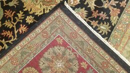 9 x 12 Black & Red Indo Agra All-Over Wool Hand-Knotted Oriental Rug 422059 Montaage Inc. image 9