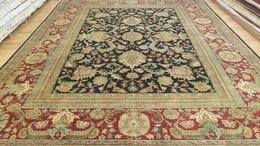 9 x 12 Black & Red Indo Agra All-Over Wool Hand-Knotted Oriental Rug 422059 Montaage Inc. image 3