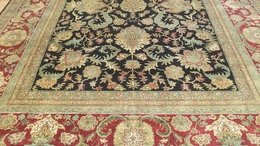 9 x 12 Black & Red Indo Agra All-Over Wool Hand-Knotted Oriental Rug 422059 Montaage Inc. image 4