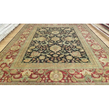 9 x 12 Black & Red Indo Agra All-Over Wool Hand-Knotted Oriental Rug 422059 Montaage Inc. image 3
