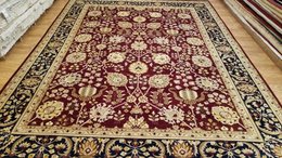 9 x 12 Maroon Navy India Jaipour  All Over Hand Knotted Wool Oriental Rug 422167 Montaage Inc. image 1
