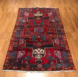 4.3x 7.1 Vintage Tribal 100% Wool Hand Knotted Vegetable Dye Area Rug 422871 Montaage Inc. image 2