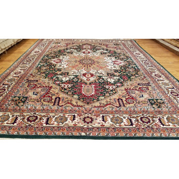 8 x 10 Green Indo Hand Knotted Wool Oriental Rug 428252 Montaage Inc. image 1