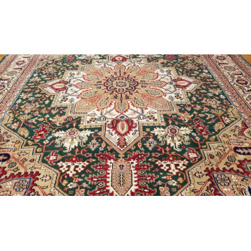 8 x 10 Green Indo Hand Knotted Wool Oriental Rug 428252 Montaage Inc. image 3