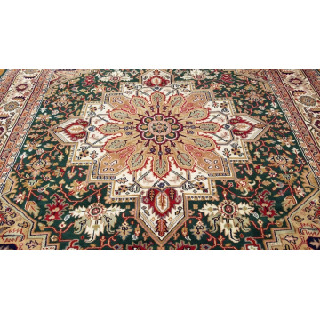 8 x 10 Green Indo Hand Knotted Wool Oriental Rug 428252 Montaage Inc. image 4