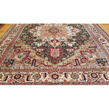 8 x 10 Green Indo Hand Knotted Wool Oriental Rug 428252 Montaage Inc. image 6