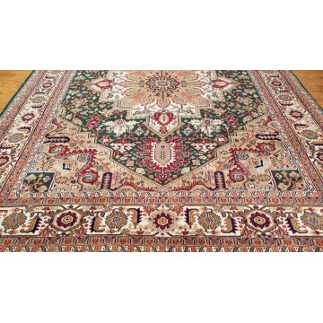 8 x 10 Green Indo Hand Knotted Wool Oriental Rug 428252 Montaage Inc. image 2