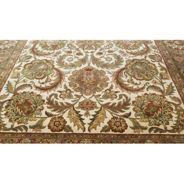 9 x 12 Ivory & Sage & Olive Green  Agra All-Over Wool Hand-Knotted Oriental Rug 491919 Montaage Inc. image 7