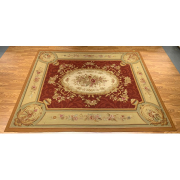 8 x 10 Aubusson Weave 100% Wool Hand Knotted Area Rug 500019 Montaage Inc. image 4