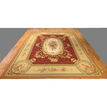 8 x 10 Aubusson Weave 100% Wool Hand Knotted Area Rug 500019 Montaage Inc. image 1