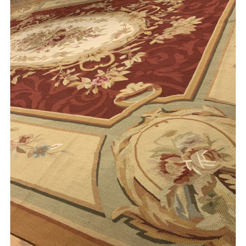 8 x 10 Aubusson Weave 100% Wool Hand Knotted Area Rug 500019 Montaage Inc. image 2