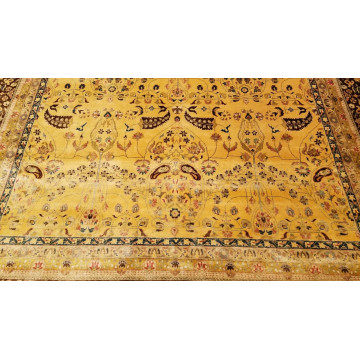 8 x 10 Fine Quality Gold & Chocolate Indo Sarouk Hand Knotted Wool Rug 500106 Montaage Inc. image 11