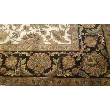 9 x 12 Ivory Black Indo Agra All-Over Wool Hand-Knotted Oriental Rug 500592 Montaage Inc. image 4