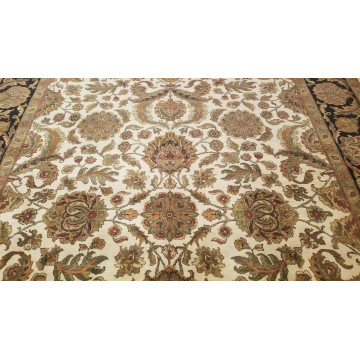 9 x 12 Ivory Black Indo Agra All-Over Wool Hand-Knotted Oriental Rug 500592 Montaage Inc. image 5