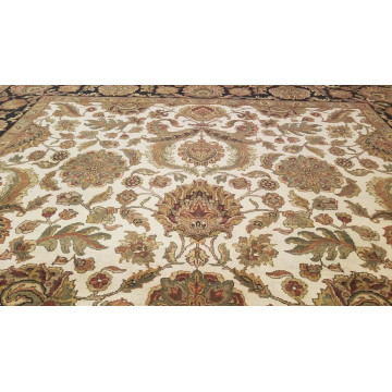 9 x 12 Ivory Black Indo Agra All-Over Wool Hand-Knotted Oriental Rug 500592 Montaage Inc. image 7