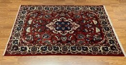 5.1 x 7.2 ft  Vintage Tribal Geometric  Navy 100% Wool Vegetable Dye Rug 500756 Montaage Inc. image 2