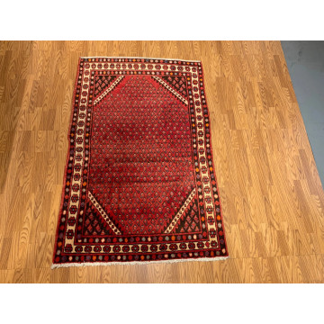 4.6 X 6.11 Vintage Tribal Red Hand Knotted 100% Wool Vegetable Dye Rug 500760 Montaage Inc. image 1