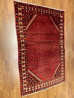 4.6 X 6.11 Vintage Tribal Red Hand Knotted 100% Wool Vegetable Dye Rug 500760 Montaage Inc. image 5
