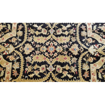 8 x 10 Fine Quality Vegetable Dye Black Hand Knotted Wool Rug 500909 Montaage Inc. image 8