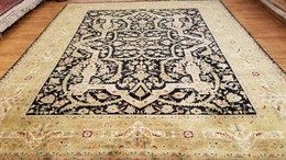 8 x 10 Fine Quality Vegetable Dye Black Hand Knotted Wool Rug 500909 Montaage Inc. image 2